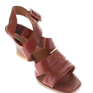 Nine West Leather Strappy Heels Brown Leather Size 8M